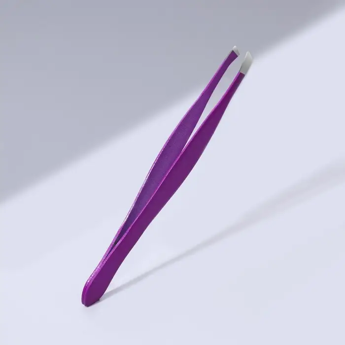 Пинцет скошенный, узкий, 9 см, МИКС