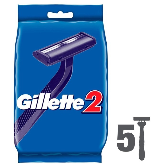 Бритвенный станок Gillette 2, одноразовый, 5 шт. Бритвенный станок Gillette 2, одноразовый, 5 шт.