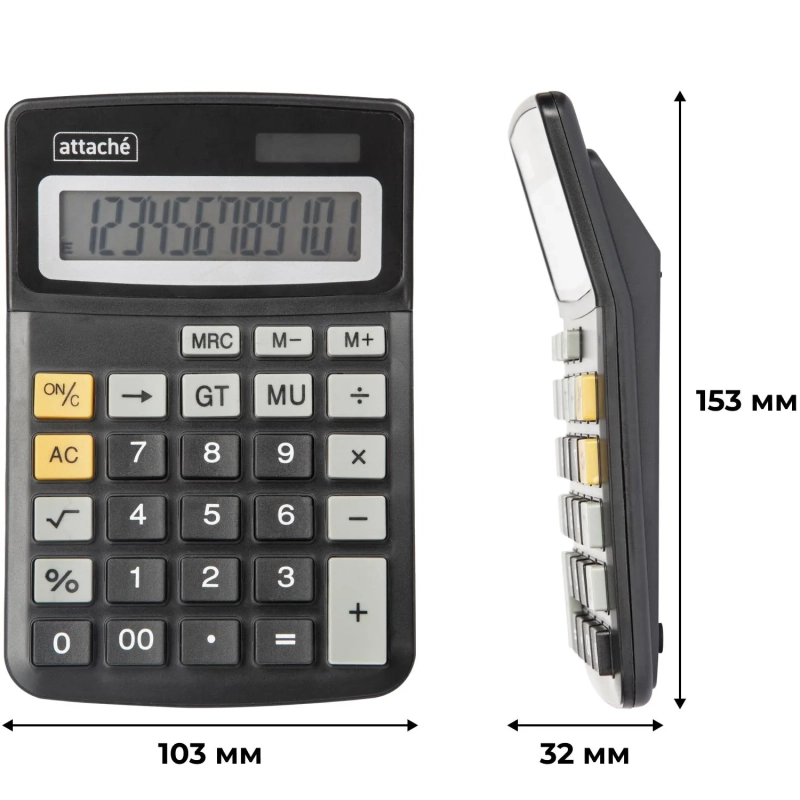 Калькулятор настольный КОМПАКТНЫЙ Attache ATC-111-12C 12-ти разрядныйчерн