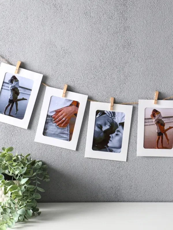 Фоторамки с прищепками на веревке 10х15 см "Белая" набор 10 шт, веревка 2 м 22х14х1,5 см