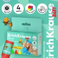 Восковые мелки 4 цв ErichKrause Baby Jumbo Bee Wax, коробка, европодвес