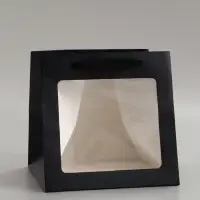 Пакет подарочный, крафт, с окном, &laquo;чёрный&raquo;, 20&times;20&times;20 см