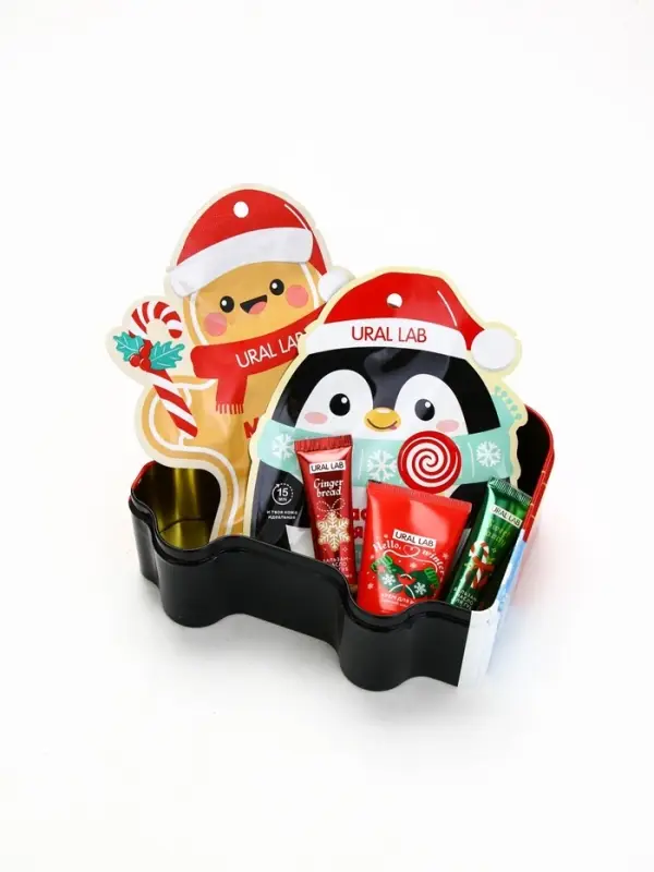 Новогодний подарочный набор косметики: маска для лица 2 шт, крем для рук и бальзам для губ, URAL LAB Новогодний подарочный набор косметики: маска для лица 2 шт, крем для рук и бальзам для губ, URAL LAB