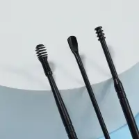Набор для чистки ушей, 3 предмета, d=1.2&times;10 см, в футляре, чёрный