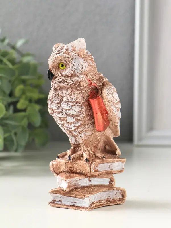 Фигурка гипс &laquo;Сова на книгах&raquo; коричневая, 14&times;6&times;6 см