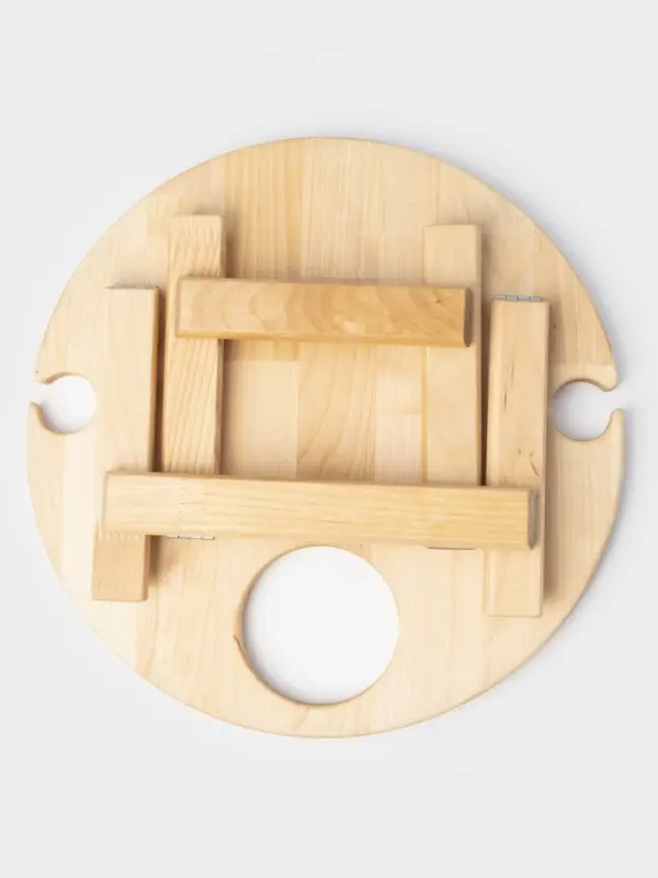 Столик - поднос для вина Adelica, менажница со складными ножками, на 2 персоны, d=32&times;1.8 см, дерево берёза