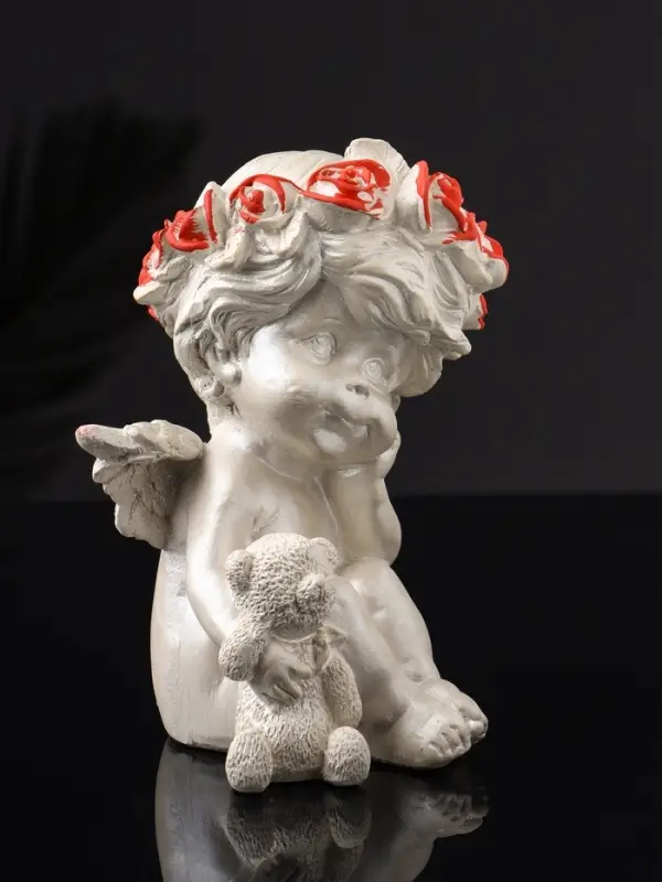Фигурка гипс &laquo;Ангел с мишкой большой&raquo;, 13&times;8&times;7 см, перламутр