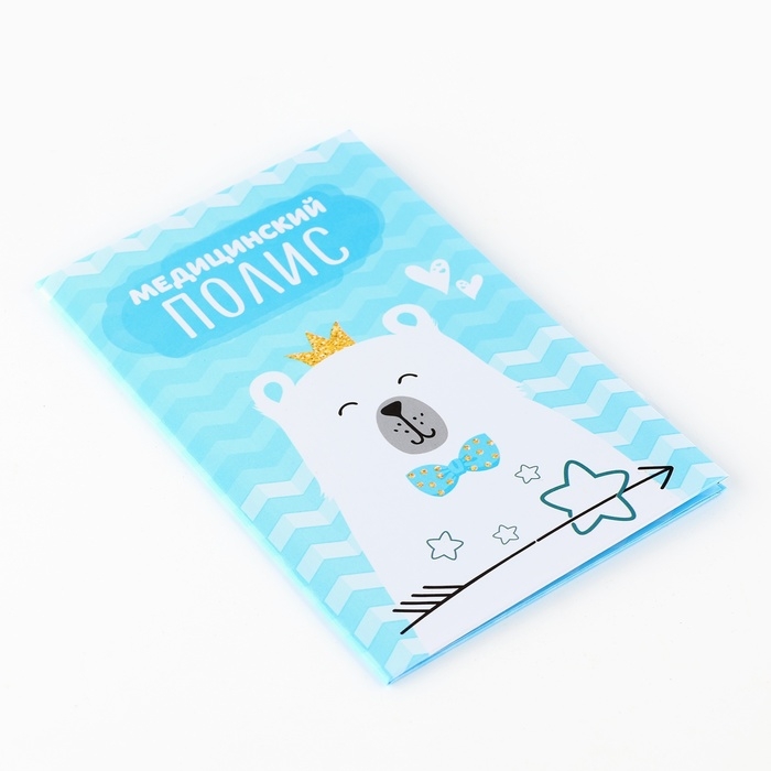 Папка для медицинского полиса "Мишка" для мальчика, 17,5 х 11,3 см