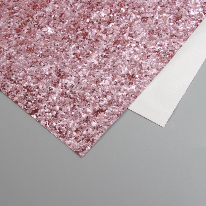 Лист для творчества иск.кожа Лист для творчества иск.кожа "Крупные блёстки" розовое золото лист 33х20 см толщина 0,84 мм