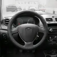 Оплетка на руль (нат. кожа) AVS GL-296XL-B (размер XL, черный) - Серия "Classic"