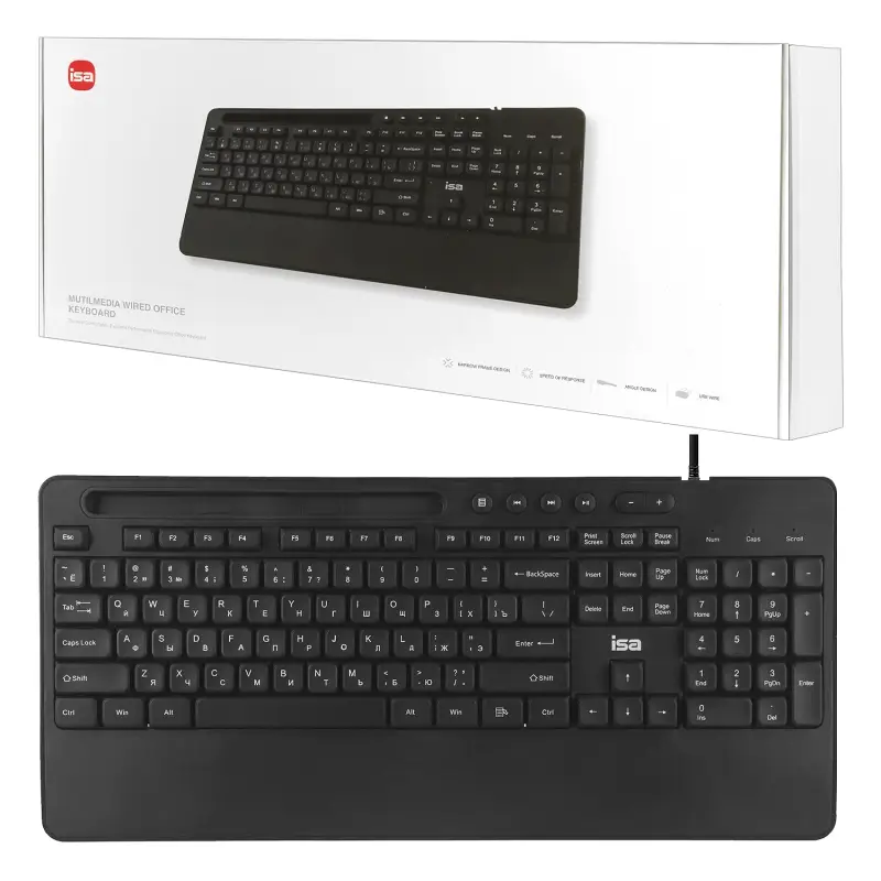 Клавиатура проводная KB-01 ISA черная (20шт/кор)