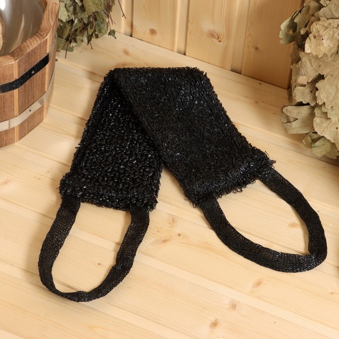 Мочалка «Мочало банное», 45×12 см, чёрная, МИКС