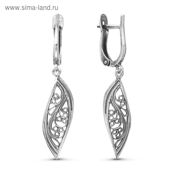 Серьги «Ферч», посеребрение с оксидированием Серьги «Ферч», посеребрение с оксидированием