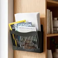 Лоток для бумаг Стамм, А4, настенный, пластиковый, 1 отделение, чёрный, 26&times;10&times;34 см