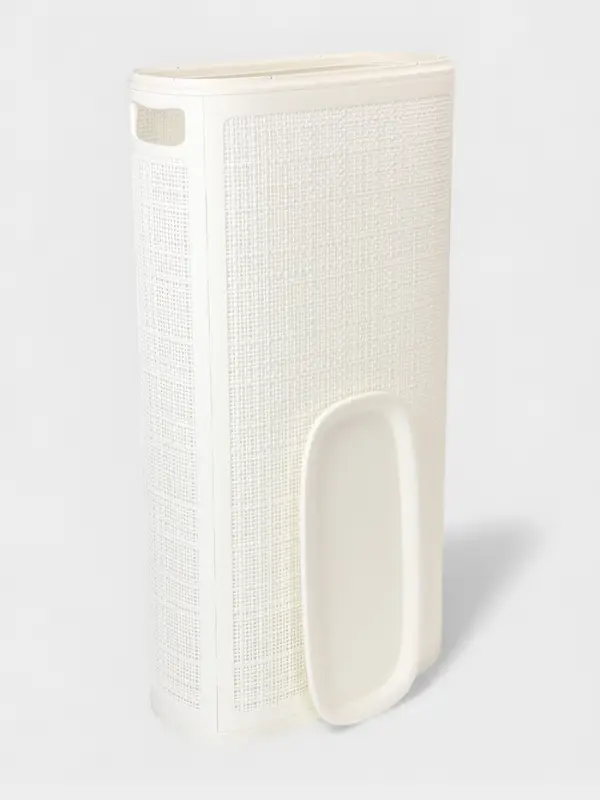 Плетёная корзина для белья с крышкой Плетёная корзина для белья с крышкой "Лён" 60л 43×20×80см, цвет белый