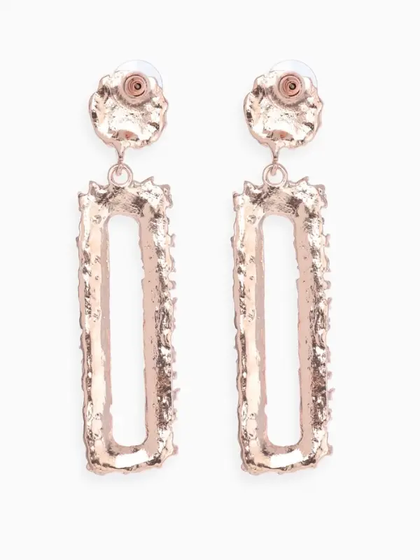 Серьги металл &laquo;Карибы&raquo;, длинный прямоугольник, цвет розовое золото