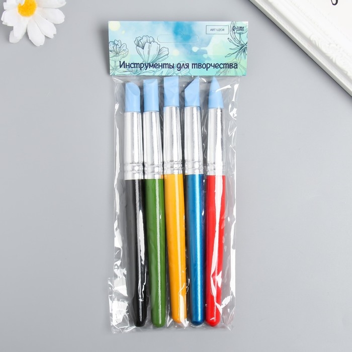 Набор инструментов для придания формы Набор инструментов для придания формы "Краски" 5 шт h=17,5 и 18 см дерево, металл, резина