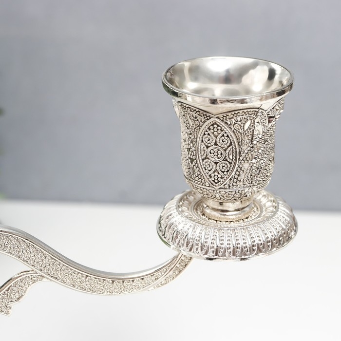 Подсвечник металл на 3 свечи "Раджа" состаренное серебро 22,5х8х24 см