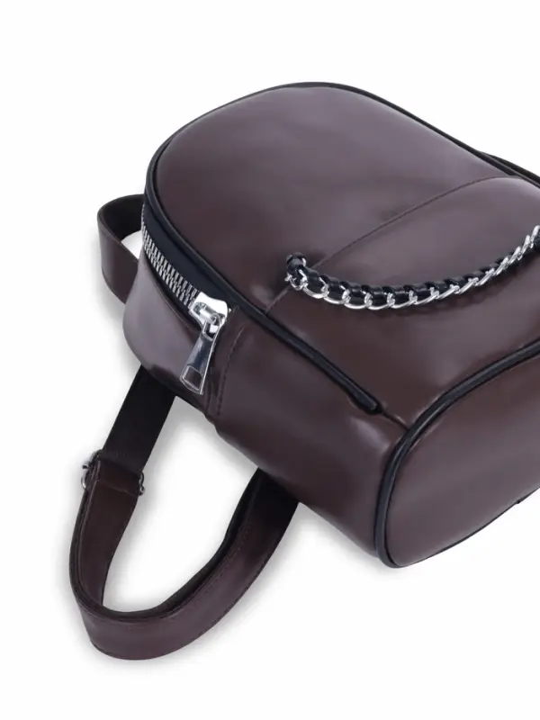 Рюкзак-мини женский на молнии, с карманом, размер 21&times;12&times;27 см, коричневый