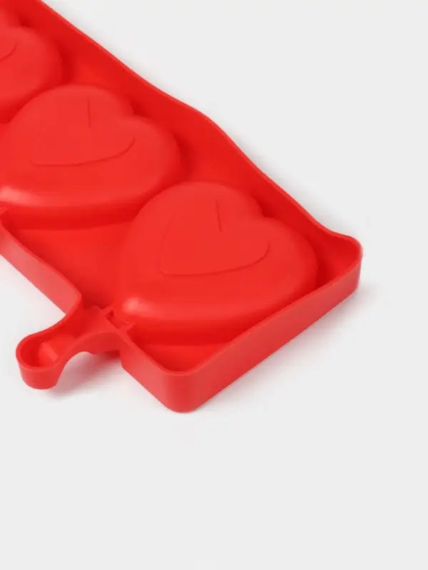 Форма для мороженого &laquo;Сердца&raquo;, силикон, 37&times;15&times;2.5 см, 4 ячейки (9.2&times;8.4 см), МИКС