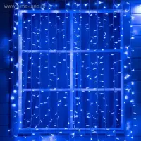 Гирлянда &laquo;Занавес&raquo; 2&times;3 м, IP65, УМС, белая нить каучук, 600 LED, свечение синее, 220 В