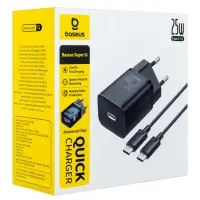 Сетевое зарядное устройство с кабелем Type-C-Type-C PD25W TZCCSUP-L01 Baseus черное