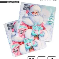 Салфетки новогодние бумажные Home Collection &laquo;Дедушка Мороз&raquo;, 3 слоя, 33&times;33 см, 20 шт.