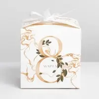 Коробка подарочная складная, упаковка, &laquo;8 марта, золотой&raquo;, 12&times;12&times;12 см