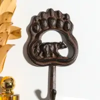 Крючок настенный &laquo;След медведя и медведь&raquo;, ключница декоративная, чугун, 18.5&times;10.5&times;3.5 см