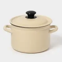 Кастрюля эмалированная, 3 л, d=19 см, с крышкой, цвет слоновой кости
