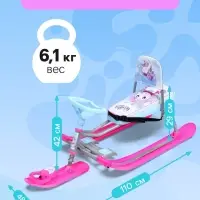 Снегокат &laquo;Тимка спорт 4-1&raquo; Единорог, со спинкой, голубой, розовый, ТС4-1 М/ЕР Nika Kids