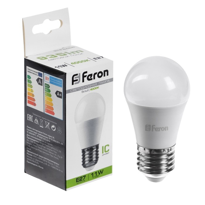 Лампа светодиодная FERON, (11W) 230V E27 4000K G45, LB-750 Лампа светодиодная FERON, (11W) 230V E27 4000K G45, LB-750