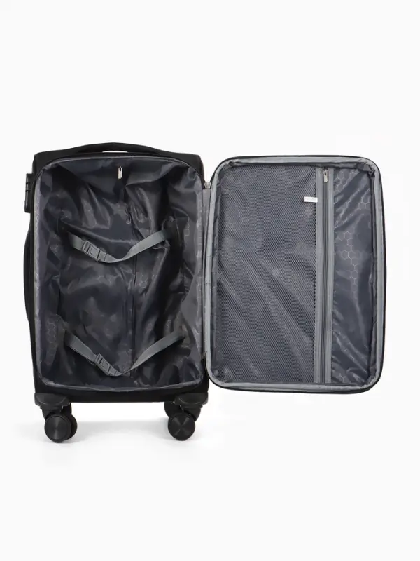 Чемодан на колёсах TEXTURA, кодовый замок, с увеличением, 36&times;25&times;58 см, 20", чёрный