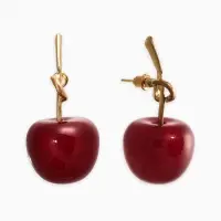 Серьги "Вишня" узел, цвет бордовый в золоте Серьги "Вишня" узел, цвет бордовый в золоте