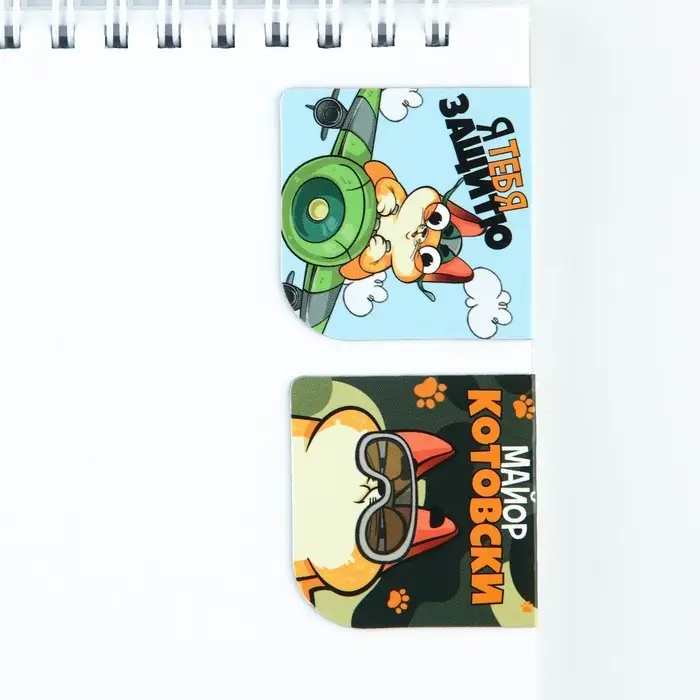 Магнитные закладки для книг, 2 шт., 4×4 см, на подложке «Кот»