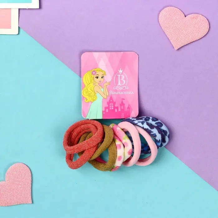 Резинка для волос  Резинка для волос "Синди" (набор 10 шт) цветочный орнамент, 4 см