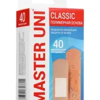 Лейкопластырь бактерицидный MASTER UNI Classic, полимерная основа, 40 шт.