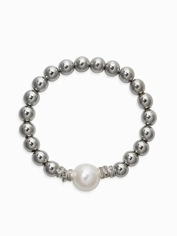 Браслет "Стильный жемчуг" (набор 5шт), №8/16, цвет белый в серебре
