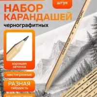 Набор карандашей чернографитных &laquo;Красин. Конструктор&raquo;, 6 штук, разная твёрдость, шестигранные, деревянные