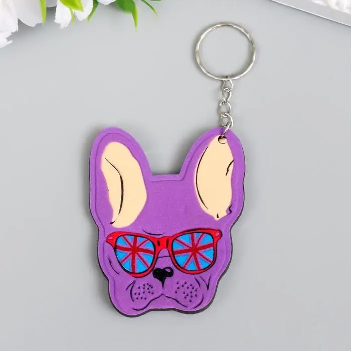 Брелок пластик Брелок пластик "Бульдог в очках" МИКС 6,8х5,5 см