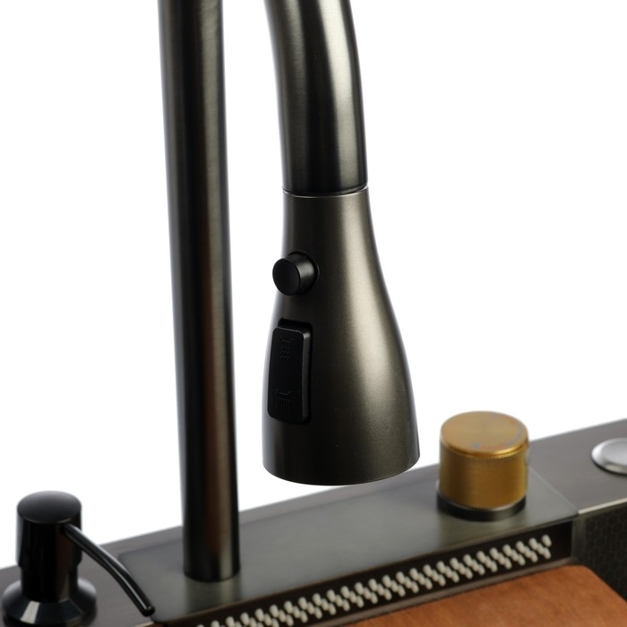 Кухонная мойка ZEIN M02, S=3.0 и 0.7мм, смеситель, корзины, разделочная доска, сифон, графит Кухонная мойка ZEIN M02, S=3.0 и 0.7мм, смеситель, корзины, разделочная доска, сифон, графит