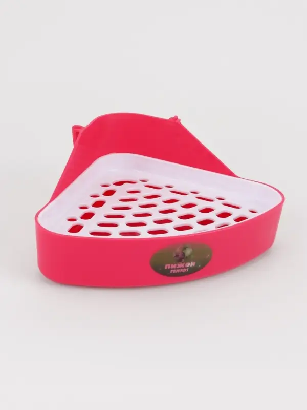 Туалет для кроликов и хорьков, 24&times;18&times;11 см, угловой, пластик, красный