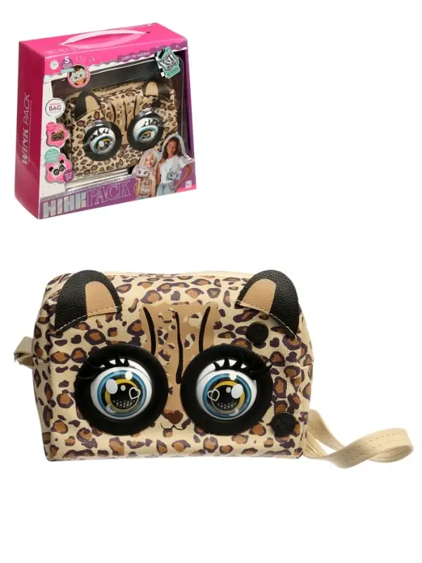 Музыкальная игрушка-сумочка "Котенок" звук, глазки моргают, леопард