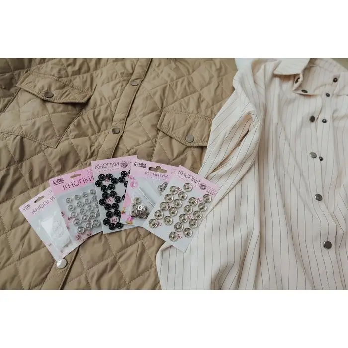 Кнопки пришивные, декоративные, d=15 мм, 10 шт., белые Кнопки пришивные, декоративные, d=15 мм, 10 шт., белые