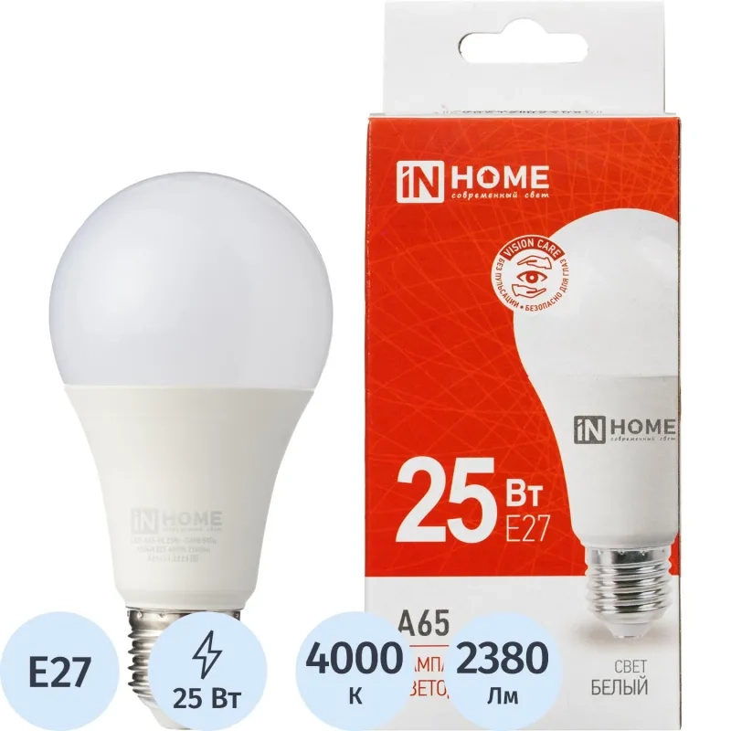 Лампа светодиодная LED-A65-VC 25Вт 230В Е27 4000К IN HOME
