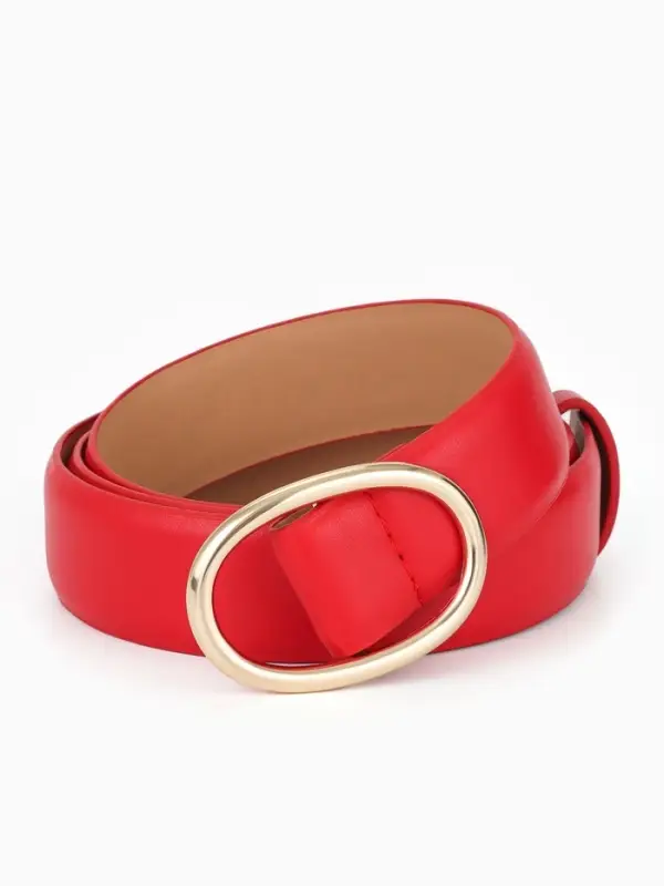 Ремень жен 05-01-01-07, 3*0,3*110 см, без винта, пряжка золото, затяжка, красный