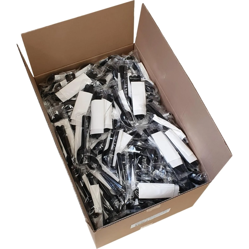 Набор столовых приборов №4 ПРЕМИУМ черный (в,нож, л.ст., салф.) 500шт/кор