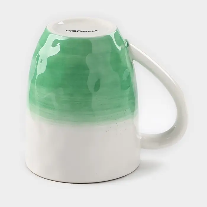 Кружка Доляна &laquo;Космос&raquo;, 400 мл, фарфор, белая, зелёная