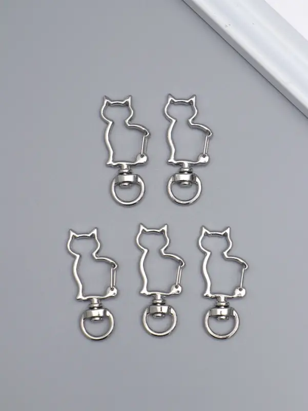 Карабин металлический &laquo;Кошка&raquo;, 42&times;17 мм / 8&times;2.2 мм, 5 шт., металл под серебро