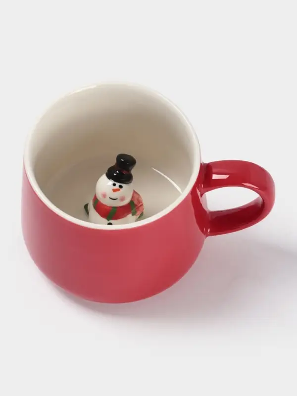 Кружка новогодняя «Снеговик», 300 мл, керамика, красная Кружка новогодняя «Снеговик», 300 мл, керамика, красная